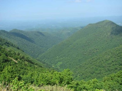 ウェンシリキャンプ場登山道と中央口登山道の稜線の間の谷