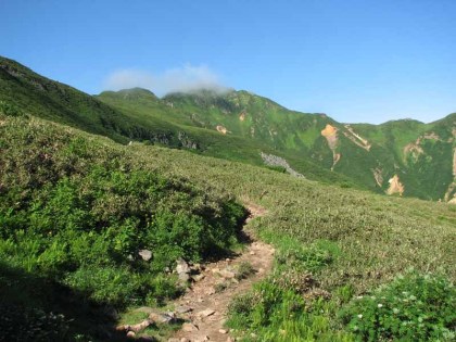 富良野岳を見ながら登ります