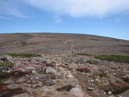 白雲分岐、重傷者の多い季節には白雲岳に登る登山者のリュックが山のようにここに置かれています