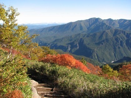 登山道とニセイカウシュッペ山