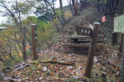 大峠、ベンチも設けられていましたが、中双里と両神山の名が書かれていた道標は朽ち果てかけていました