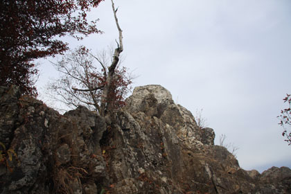 両神山の山頂へ登る最後の岩