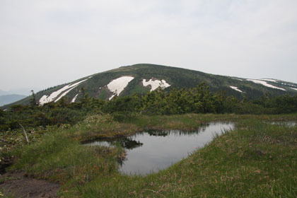 池岳の山頂から平ヶ岳を望みます。