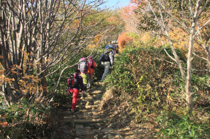 団体の登山者が多く、健脚の登山者のペースト合いません。峰の茶屋峠までは遅いペースで登ります。