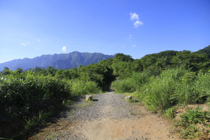 砂利の敷かれた登山口。