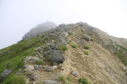 鷲羽岳とワリモ岳のあいだの稜線歩き。