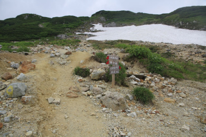 黒部五郎岳へ向かう道との三叉路。