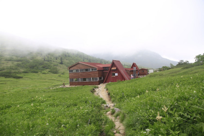 ようやく見えた黒部五郎小屋。