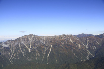 西穂高岳から見た笠ヶ岳。