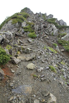 小太郎尾根の登り。ちょっとした岩場です。