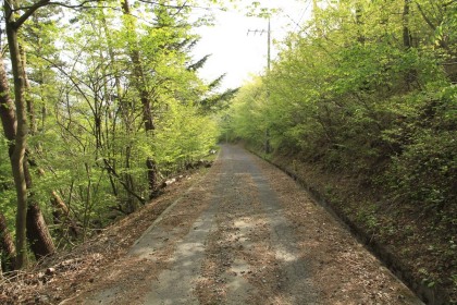 ドコモのアンテナの管理用道路に出ます。鈴ヶ音峠まで車道を歩きます。