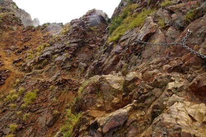 唐松岳の南（大黒岳）の岩場。八峰キレットよりも厳しい岩場です。