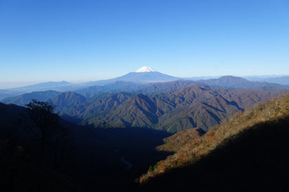 檜洞丸の西の斜面から見た富士山。