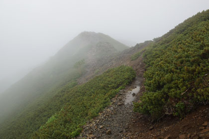 小仙丈ヶ岳に連なる岩峰。