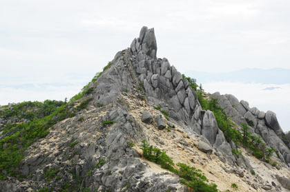 オベリスク。岩の上に登る為のロープがぶら下がっていました。