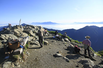 北岳の山頂。