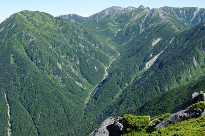 木曽駒ヶ岳から三の沢岳の稜線。