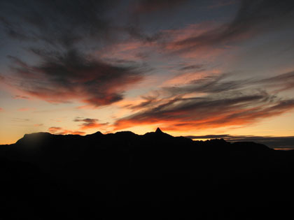 槍ヶ岳と夕焼け。