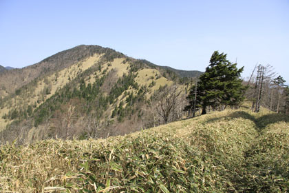 雁坂峠に連なる稜線。