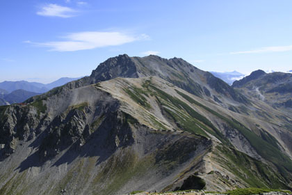 別山から見た大汝山から雄山にかけて。