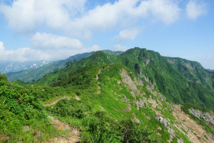 種蒔山に向かう稜線の道。