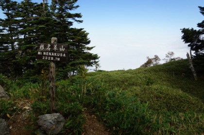 根名草山の山頂。ここを過ぎると、日光沢まで一気に降る。