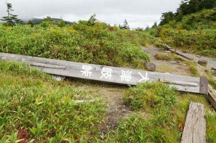 大津岐峠の木柱は倒れていた。
