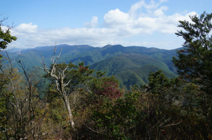 お坊山の山頂の北がわのピークから、僅かに眺望がある。