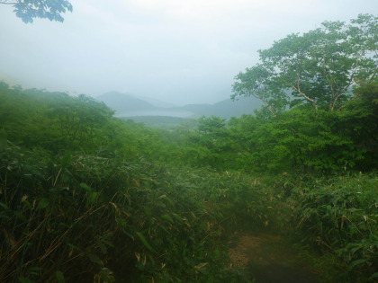 沼原池が見えてホッとした。雨が激しく降っていたが、空気を切り裂く雷の音はやはり怖い。